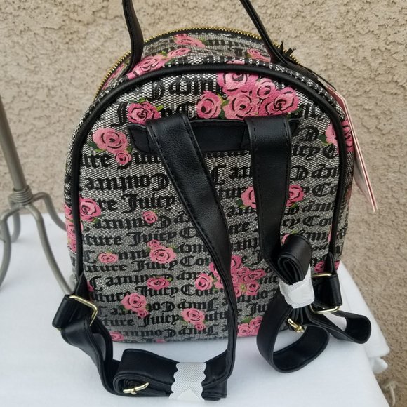 Juicy Couture Pink Bloom Black pull out pouch Backpack Brand New with tags